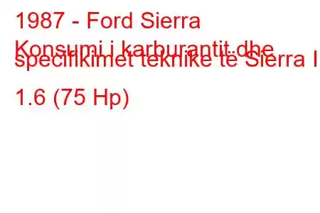 1987 - Ford Sierra
Konsumi i karburantit dhe specifikimet teknike të Sierra II 1.6 (75 Hp)