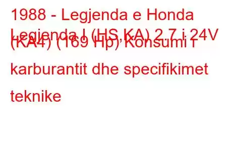 1988 - Legjenda e Honda
Legjenda I (HS,KA) 2.7 i 24V (KA4) (169 Hp) Konsumi i karburantit dhe specifikimet teknike