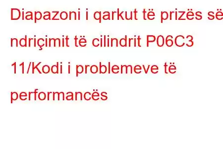 Diapazoni i qarkut të prizës së ndriçimit të cilindrit P06C3 11/Kodi i problemeve të performancës