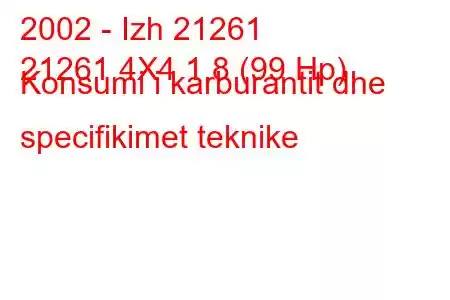 2002 - Izh 21261
21261 4X4 1.8 (99 Hp) Konsumi i karburantit dhe specifikimet teknike