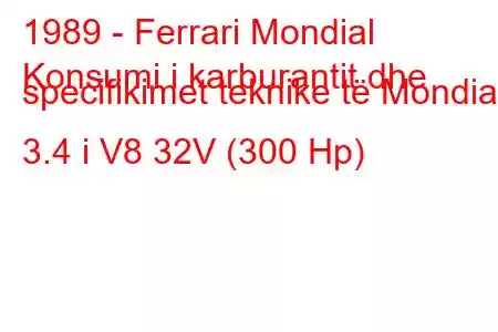 1989 - Ferrari Mondial
Konsumi i karburantit dhe specifikimet teknike të Mondial 3.4 i V8 32V (300 Hp)