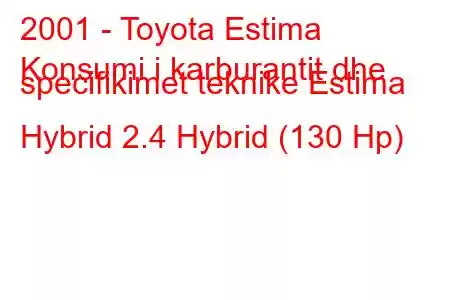 2001 - Toyota Estima
Konsumi i karburantit dhe specifikimet teknike Estima Hybrid 2.4 Hybrid (130 Hp)