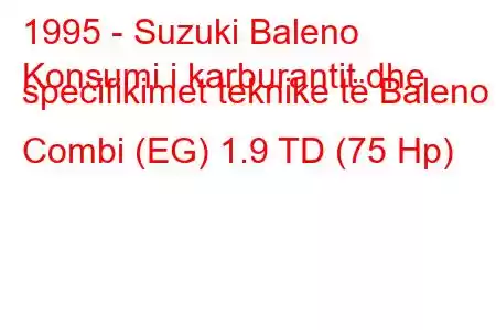 1995 - Suzuki Baleno
Konsumi i karburantit dhe specifikimet teknike të Baleno Combi (EG) 1.9 TD (75 Hp)