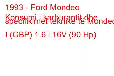 1993 - Ford Mondeo
Konsumi i karburantit dhe specifikimet teknike të Mondeo I (GBP) 1.6 i 16V (90 Hp)