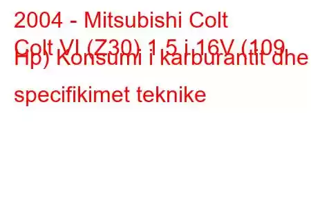 2004 - Mitsubishi Colt
Colt VI (Z30) 1.5 i 16V (109 Hp) Konsumi i karburantit dhe specifikimet teknike