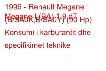 1996 - Renault Megane
Megane I (BA) 1.9 dT (B/SA0K,B/SA0Y) (90 Hp) Konsumi i karburantit dhe specifikimet teknike