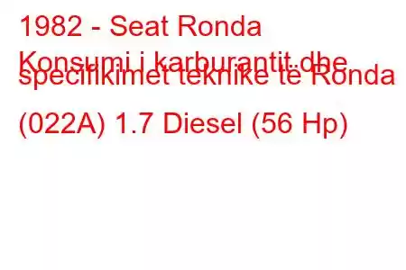 1982 - Seat Ronda
Konsumi i karburantit dhe specifikimet teknike të Ronda (022A) 1.7 Diesel (56 Hp)