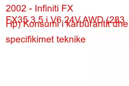 2002 - Infiniti FX
FX35 3.5 i V6 24V AWD (283 Hp) Konsumi i karburantit dhe specifikimet teknike