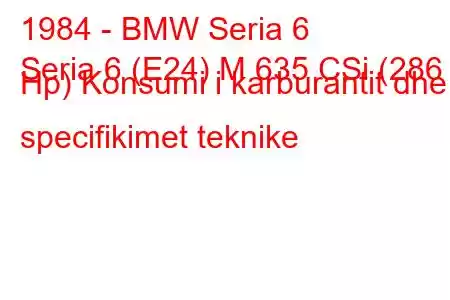 1984 - BMW Seria 6
Seria 6 (E24) M 635 CSi (286 Hp) Konsumi i karburantit dhe specifikimet teknike