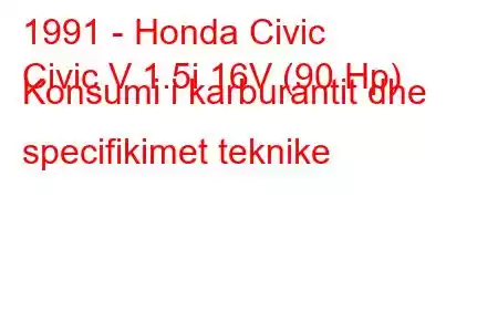 1991 - Honda Civic
Civic V 1.5i 16V (90 Hp) Konsumi i karburantit dhe specifikimet teknike