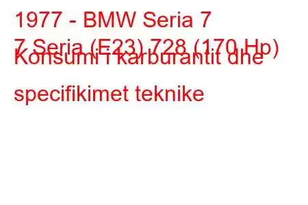 1977 - BMW Seria 7
7 Seria (E23) 728 (170 Hp) Konsumi i karburantit dhe specifikimet teknike