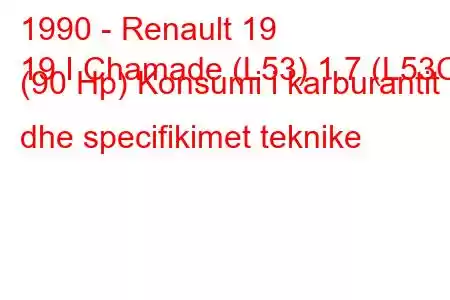 1990 - Renault 19
19 I Chamade (L53) 1.7 (L53C) (90 Hp) Konsumi i karburantit dhe specifikimet teknike