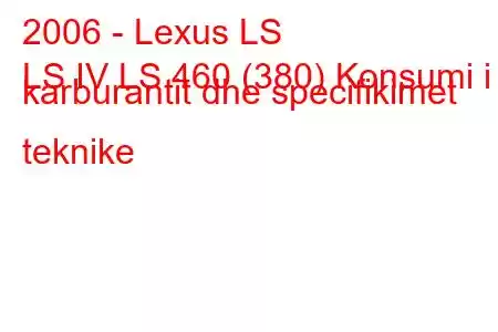 2006 - Lexus LS
LS IV LS 460 (380) Konsumi i karburantit dhe specifikimet teknike