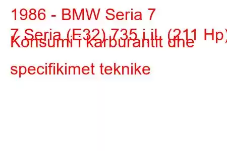 1986 - BMW Seria 7
7 Seria (E32) 735 i,iL (211 Hp) Konsumi i karburantit dhe specifikimet teknike